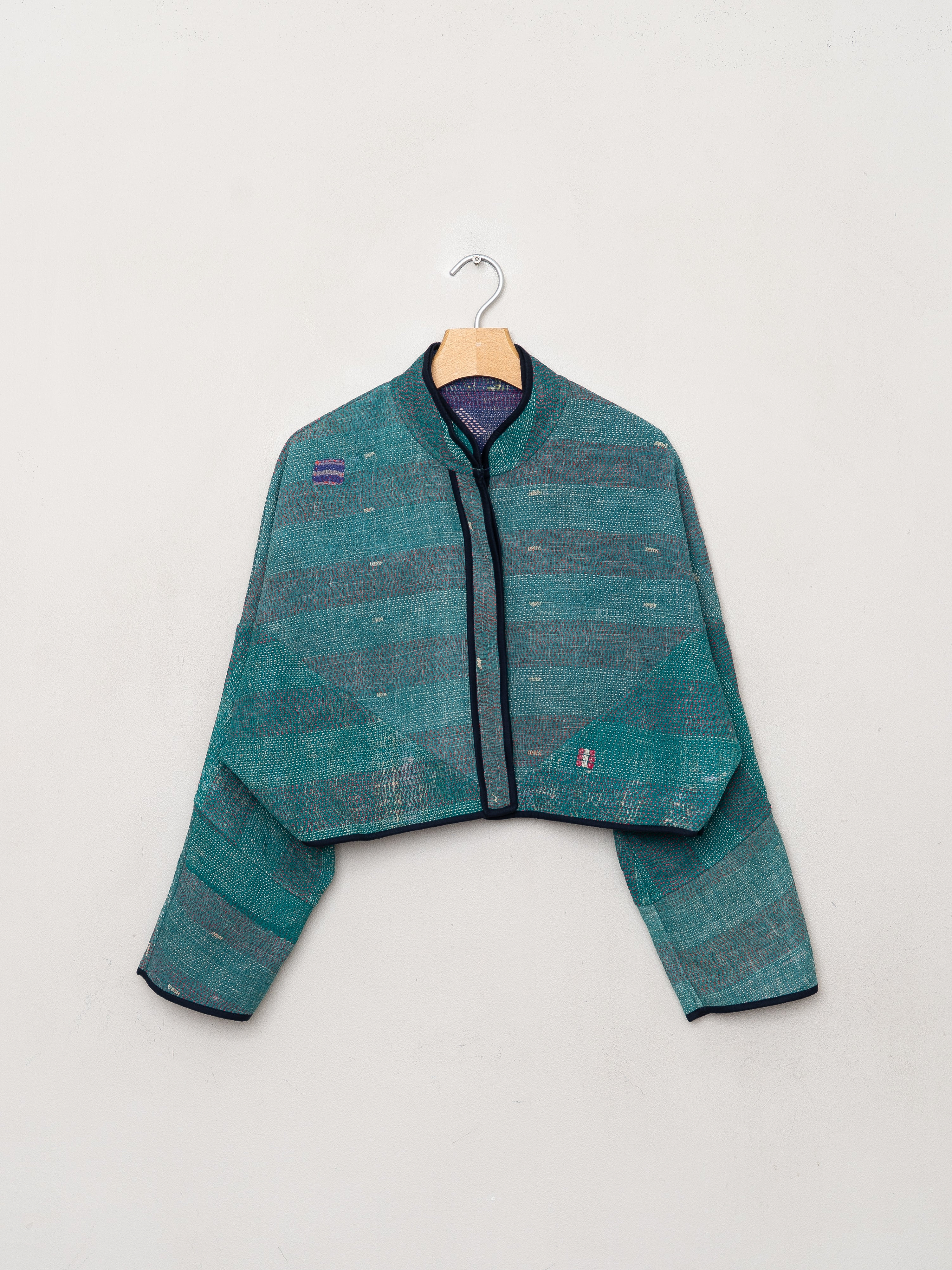 The Kaira Cropped Quilted Patchwork Kantha Jacket