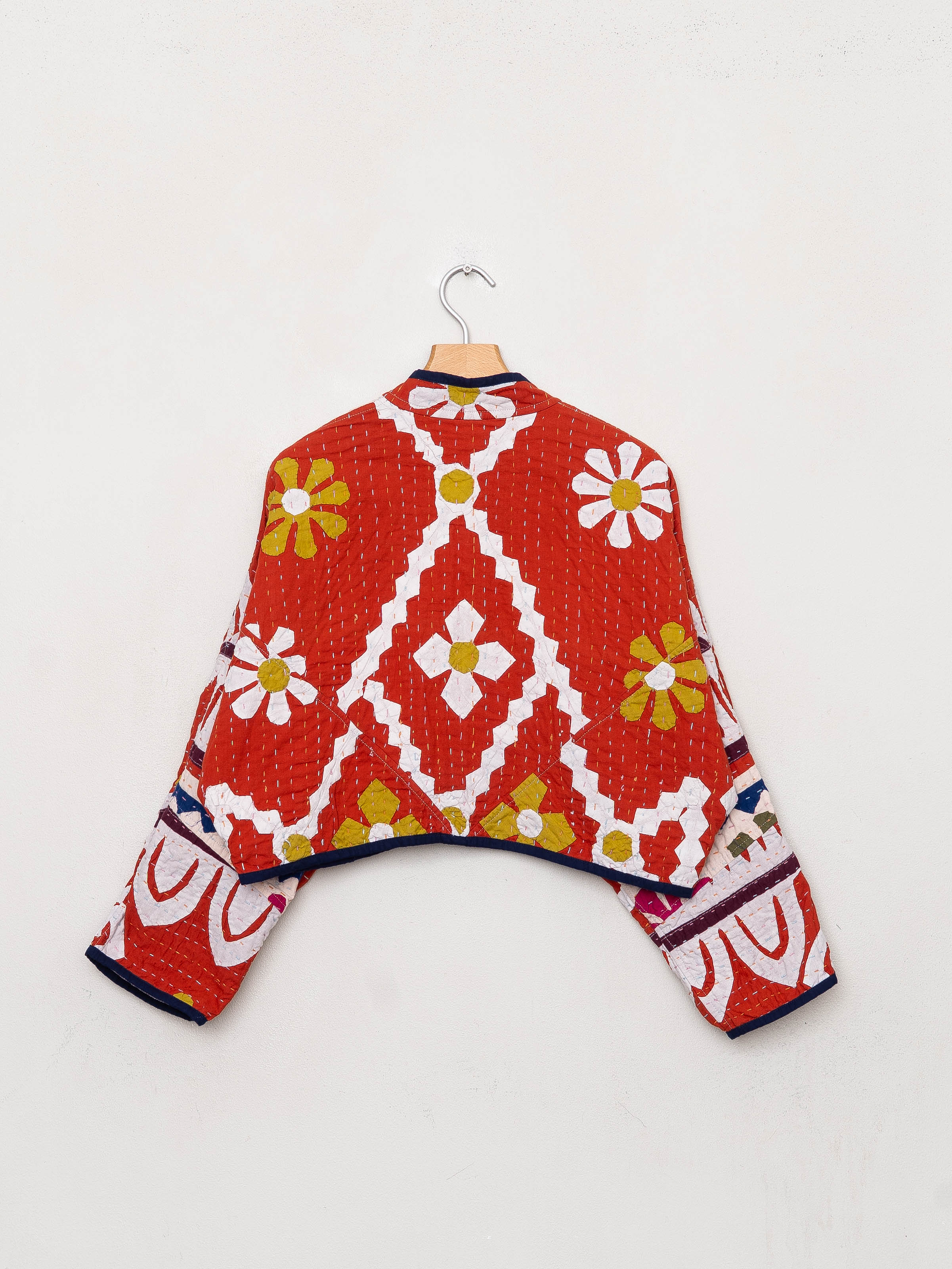 The Kaira Cropped Suzani Cut Out Kantha Jacket