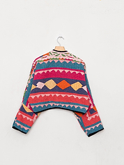 The Kaira Cropped Suzani Cut Out Kantha Jacket