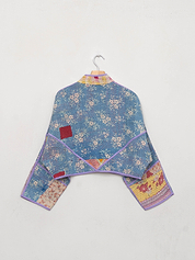 The Kaira Cropped Quilted Patchwork Kantha Jacket