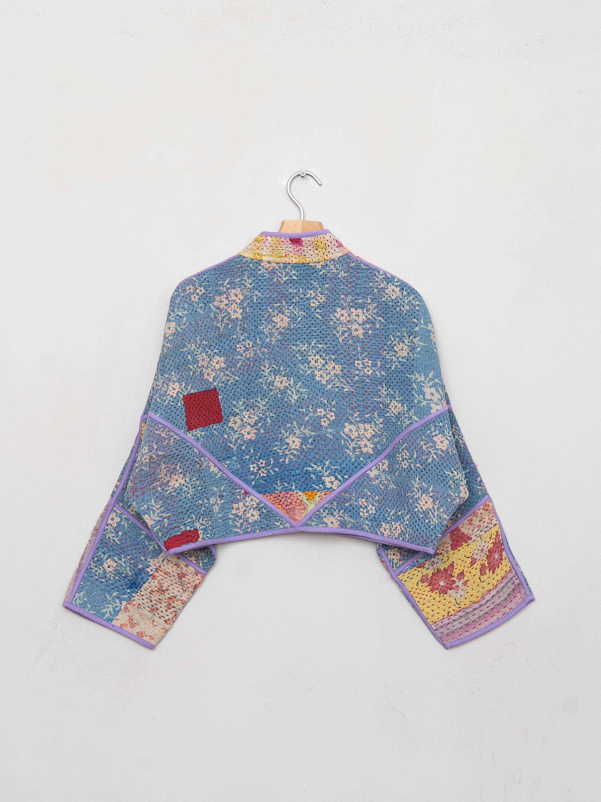 The Kaira Cropped Quilted Patchwork Kantha Jacket