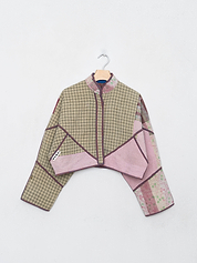The Kaira Cropped Quilted Patchwork Kantha Jacket