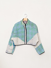 The Kaira Cropped Quilted Patchwork Kantha Jacket