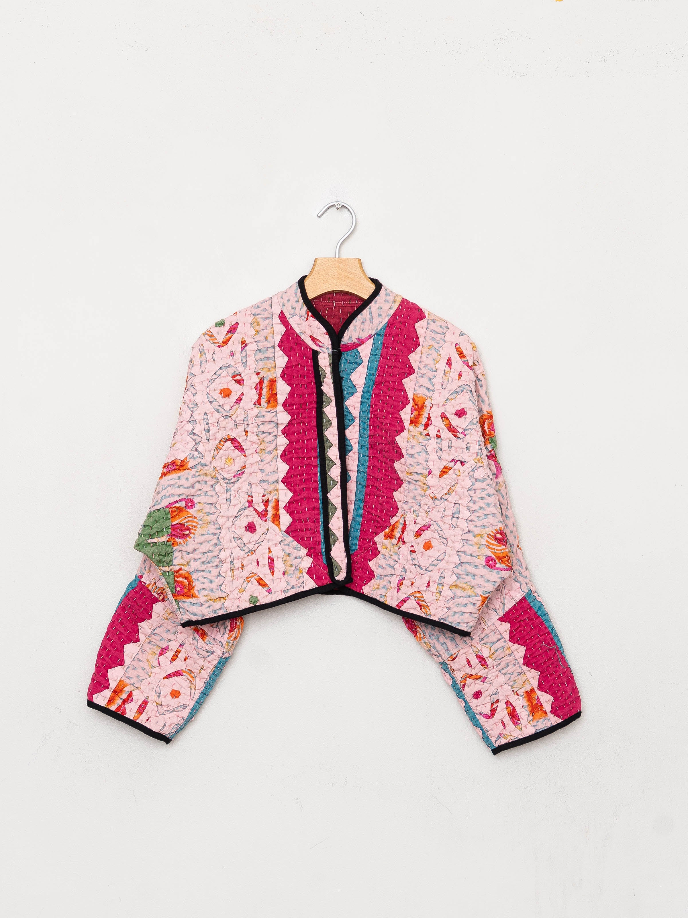 The Kaira Cropped Suzani Cut Out Kantha Jacket