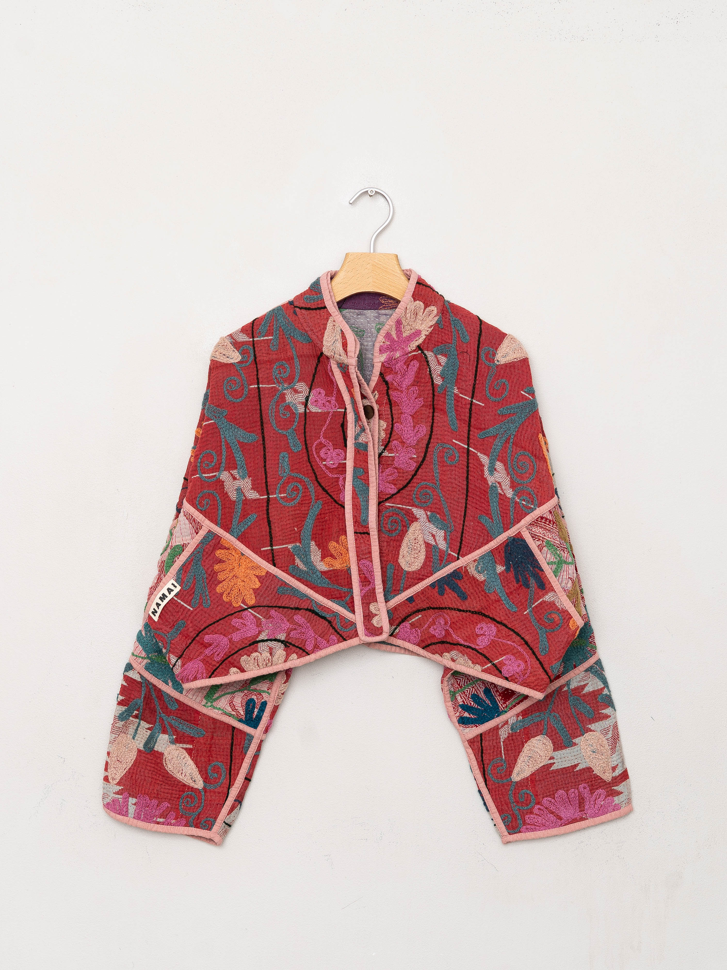 The Kaira Cropped Suzani Quilted Kantha Jacket