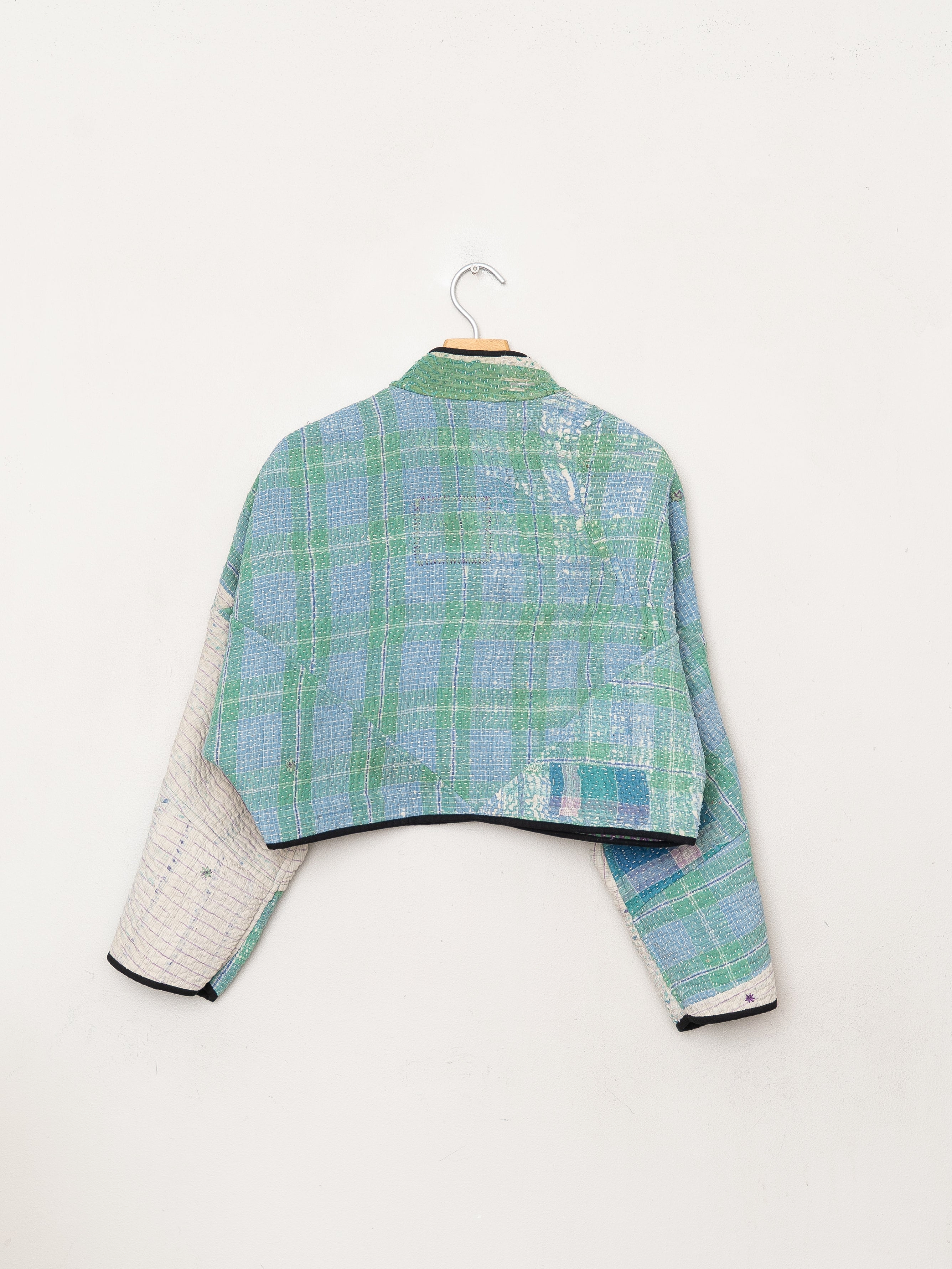 The Kaira Cropped Quilted Patchwork Kantha Jacket