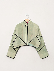 The Kaira Cropped Quilted Patchwork Kantha Jacket