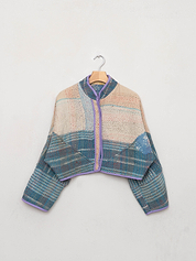 The Kaira Cropped Quilted Patchwork Kantha Jacket