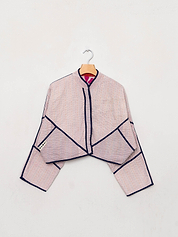 The Kaira Cropped Suzani Cut Out Kantha Jacket