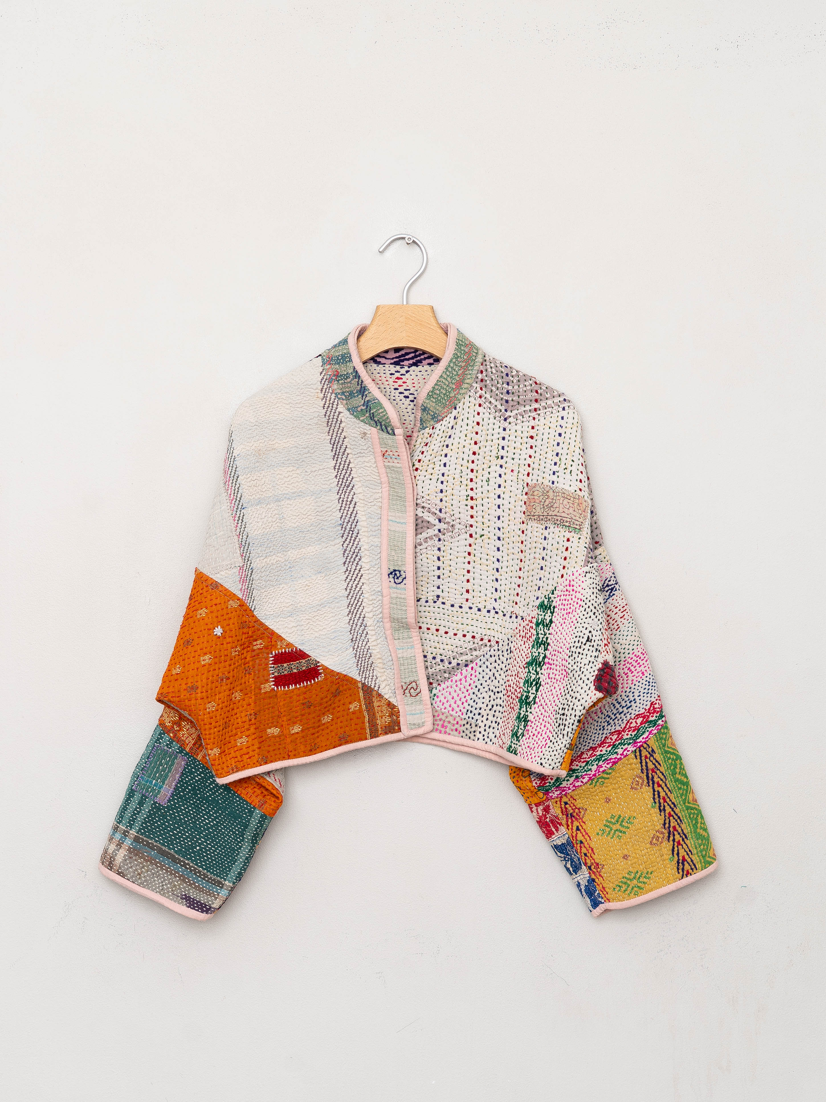 The Kaira Cropped Suzani Quilted Kantha Jacket
