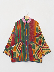 The Narmada Quilted Patchwork Kantha Jacket