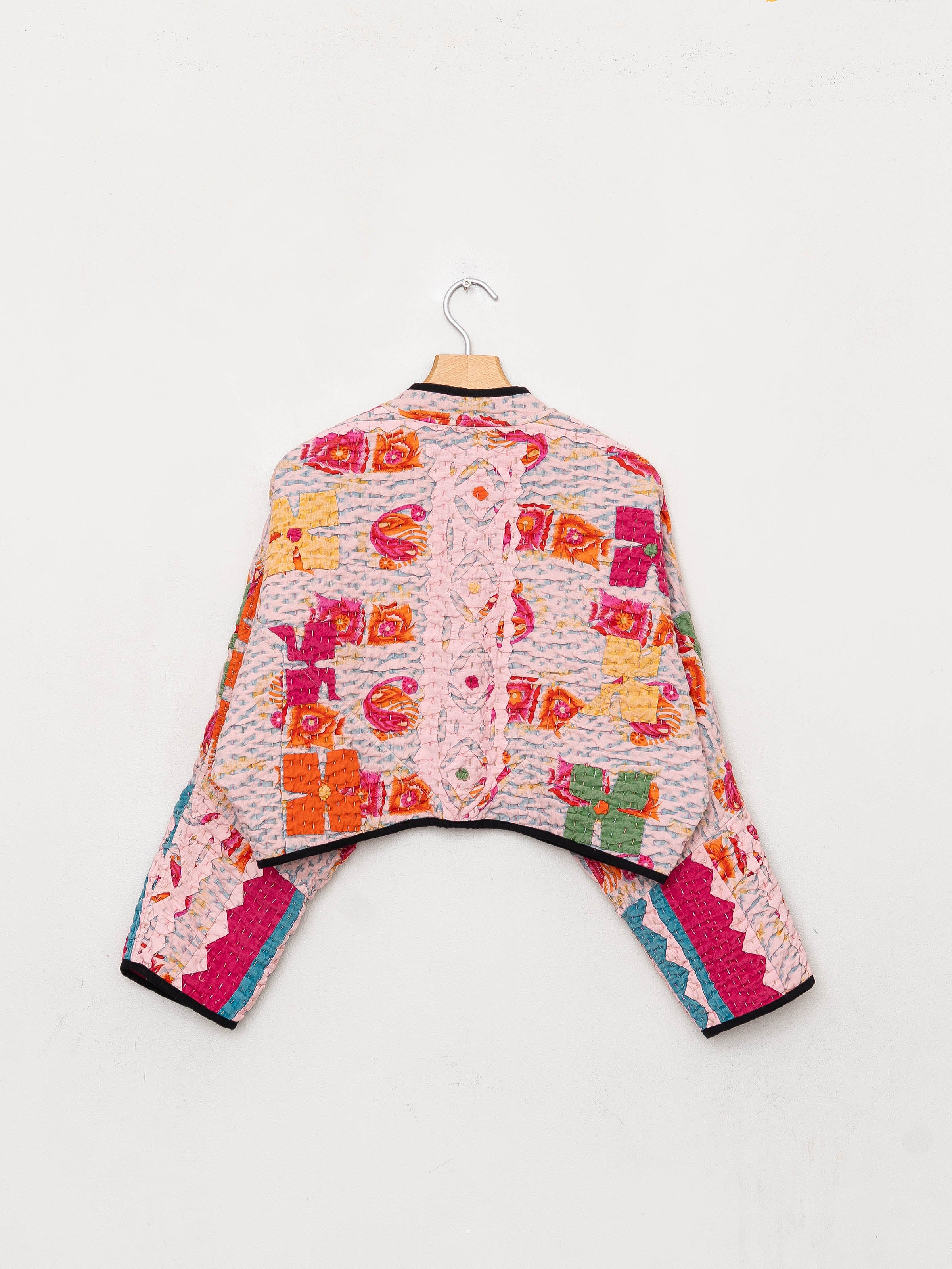 The Kaira Cropped Suzani Cut Out Kantha Jacket