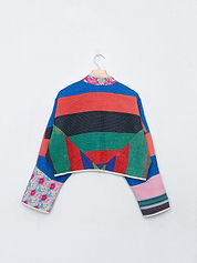 The Kaira Cropped Quilted Patchwork Kantha Jacket