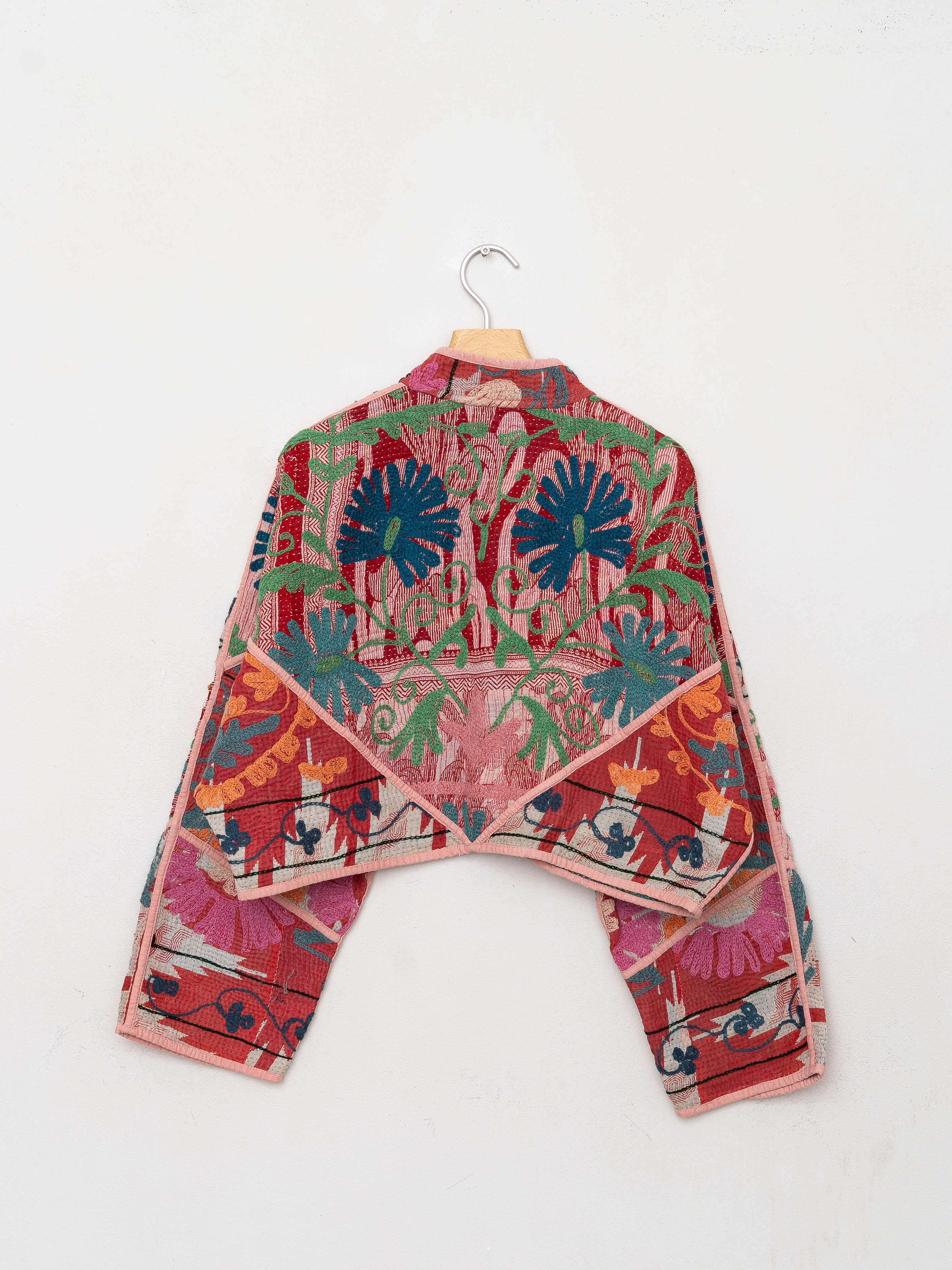 The Kaira Cropped Suzani Quilted Kantha Jacket