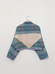 The Kaira Cropped Quilted Patchwork Kantha Jacket