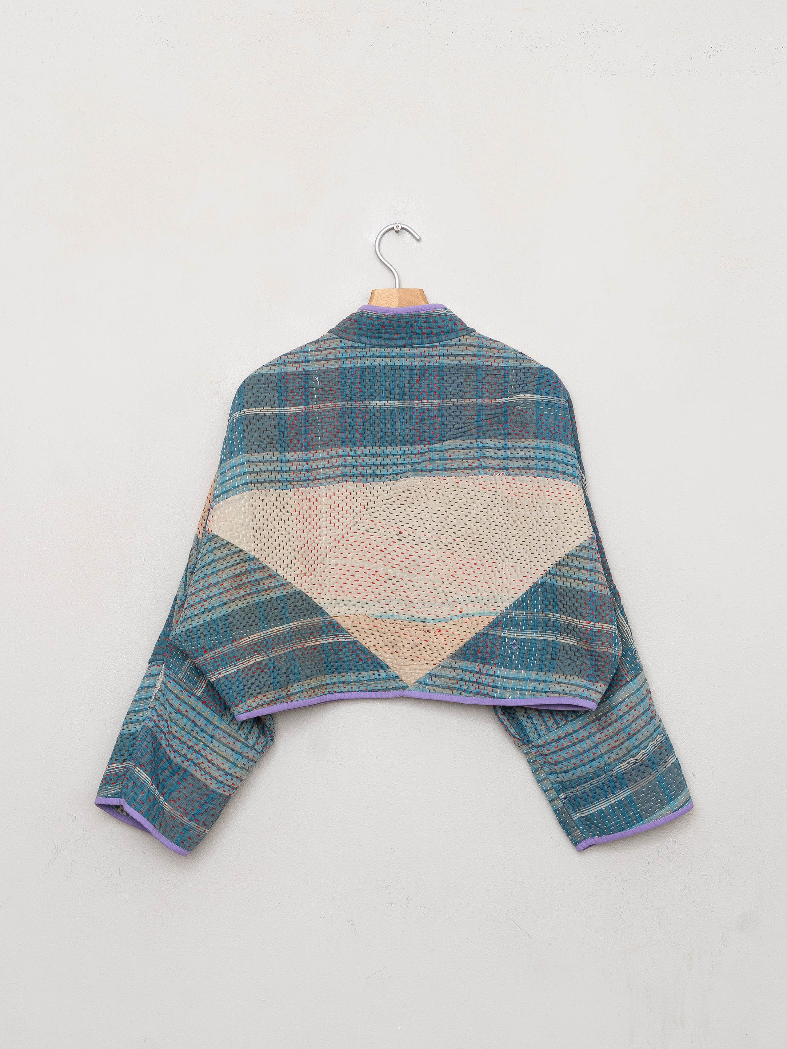 The Kaira Cropped Quilted Patchwork Kantha Jacket