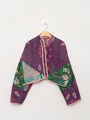 The Kaira Cropped Suzani Quilted Kantha Jacket
