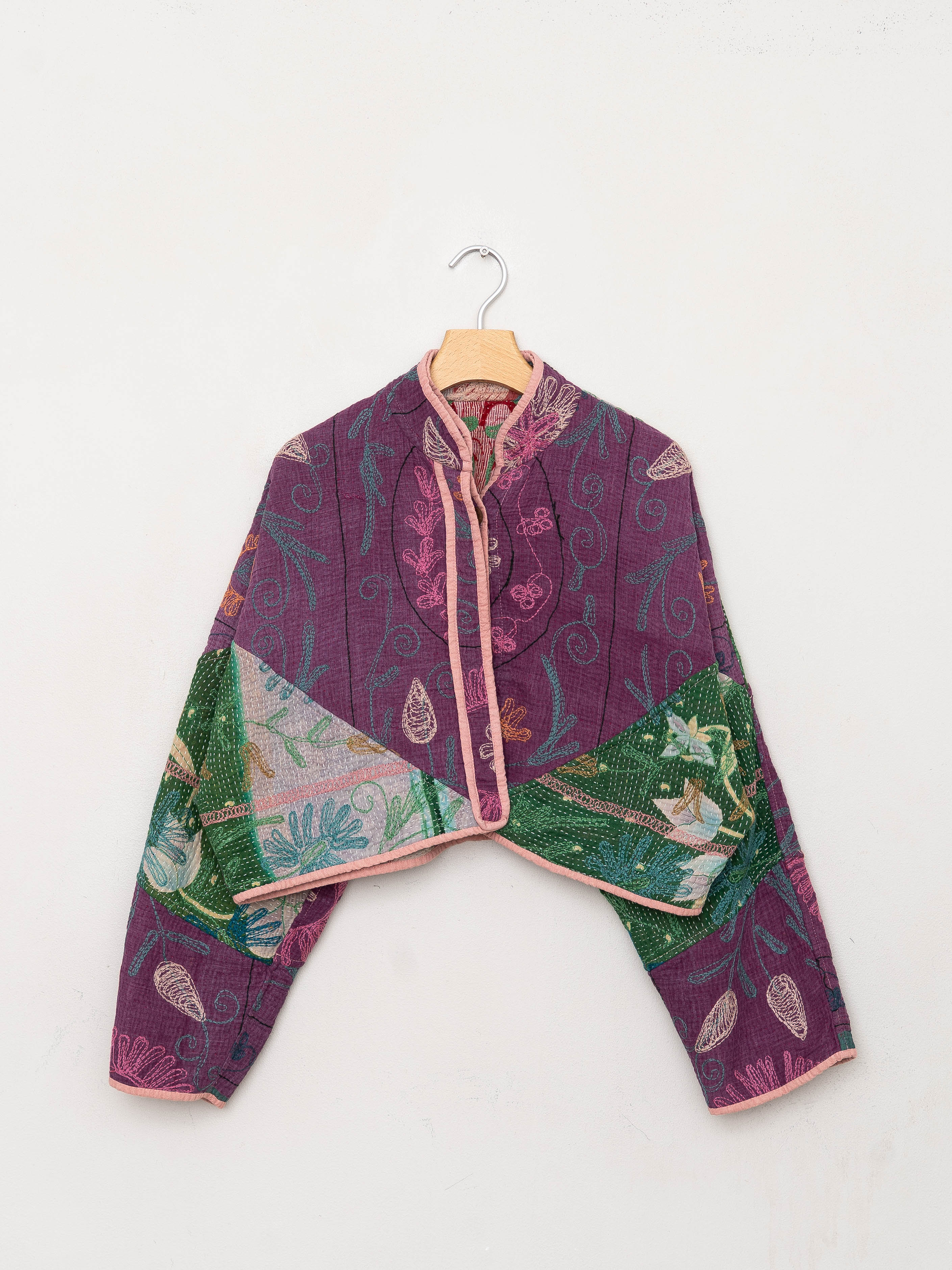 The Kaira Cropped Suzani Quilted Kantha Jacket