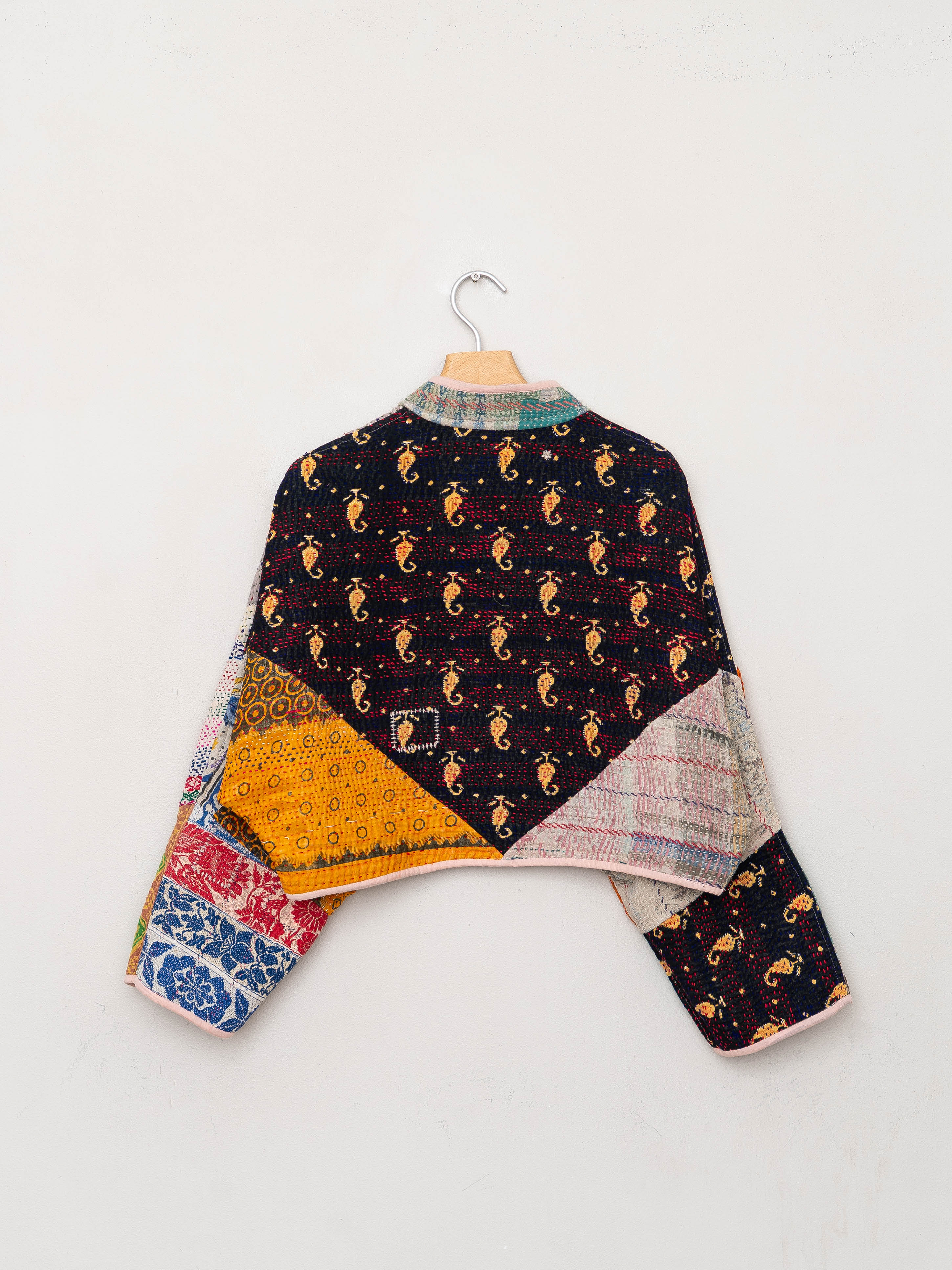 The Kaira Cropped Suzani Quilted Kantha Jacket