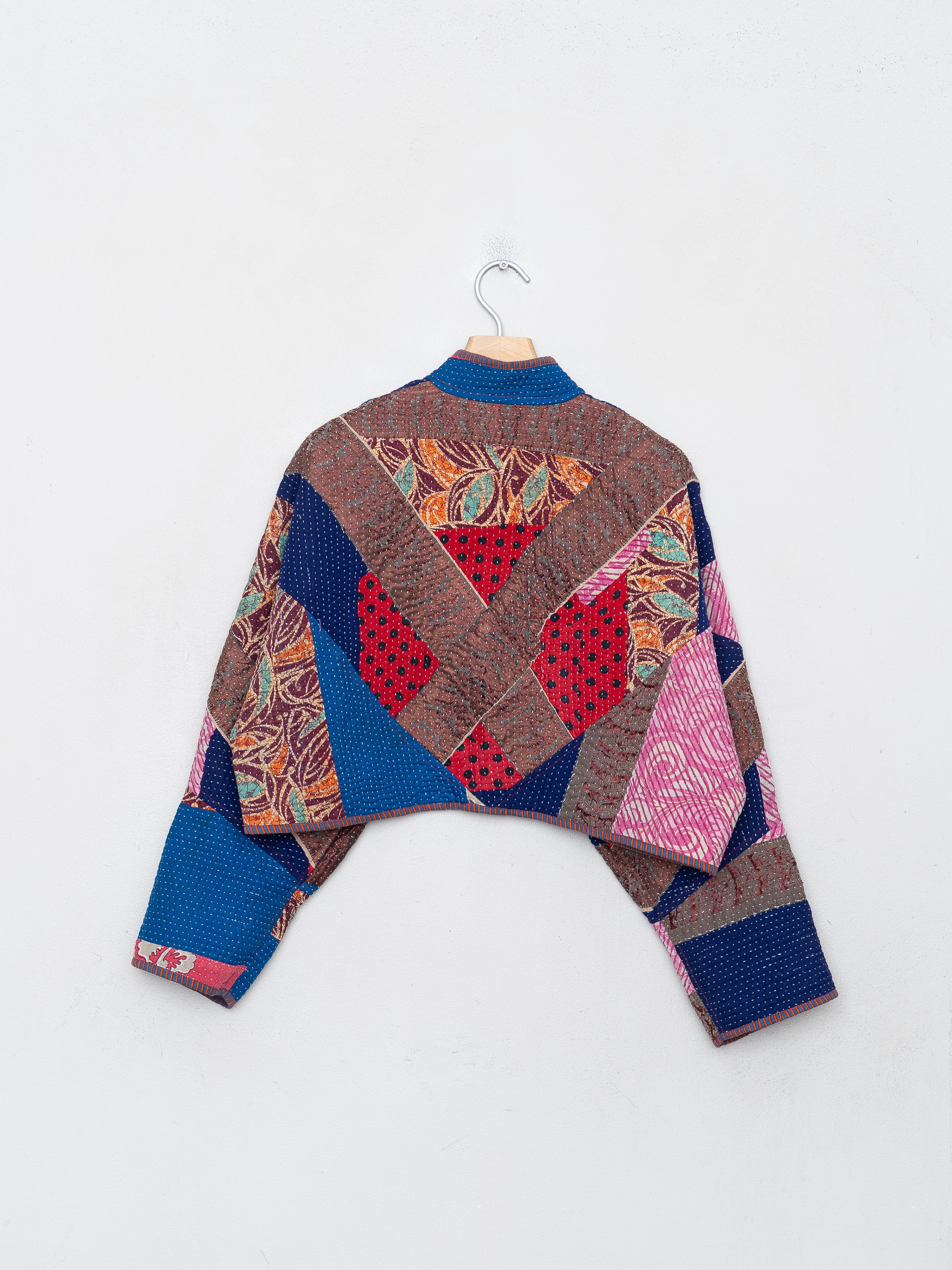 The Kaira Cropped Quilted Patchwork Kantha Jacket