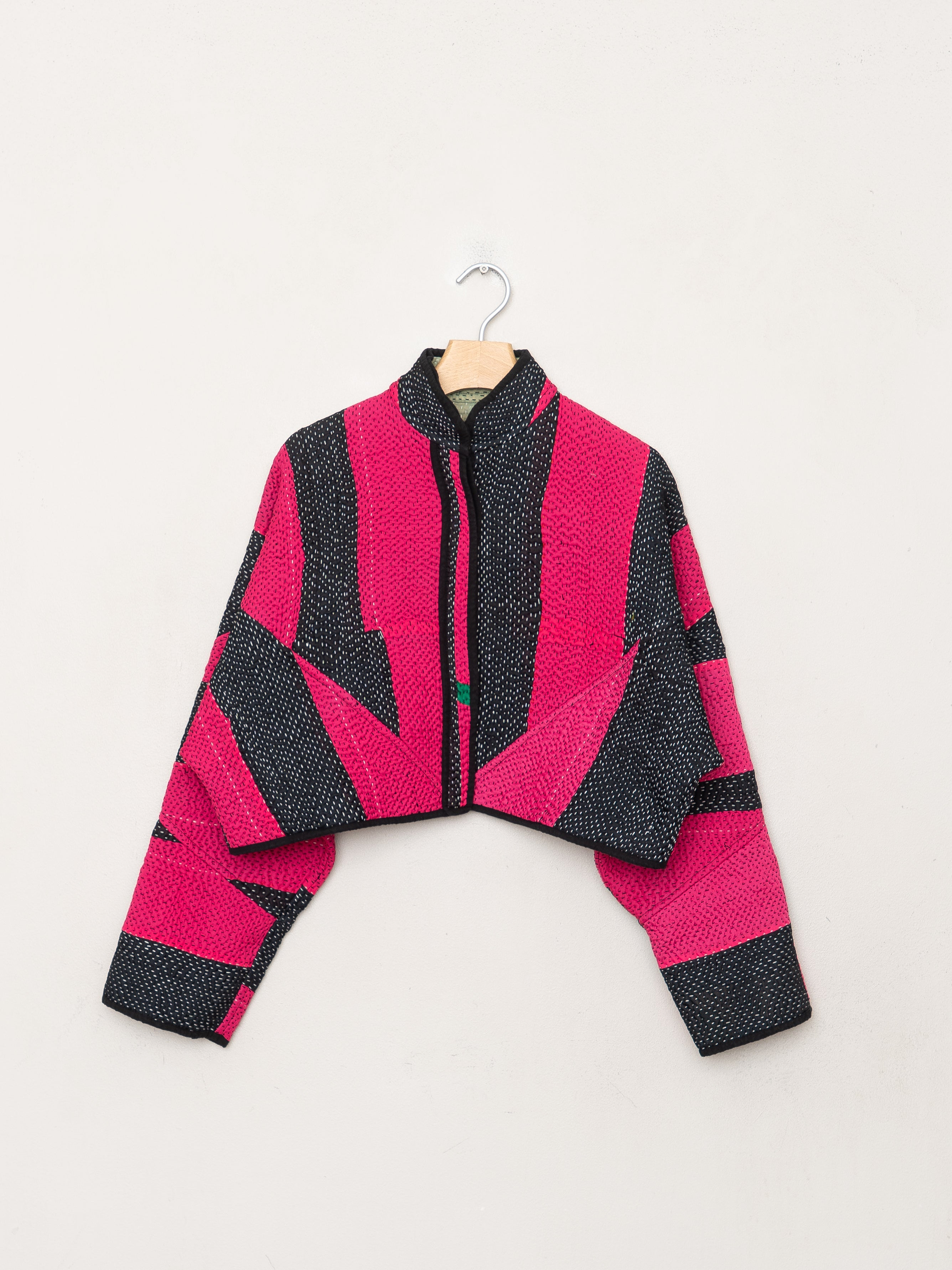 The Kaira Cropped Quilted Patchwork Kantha Jacket