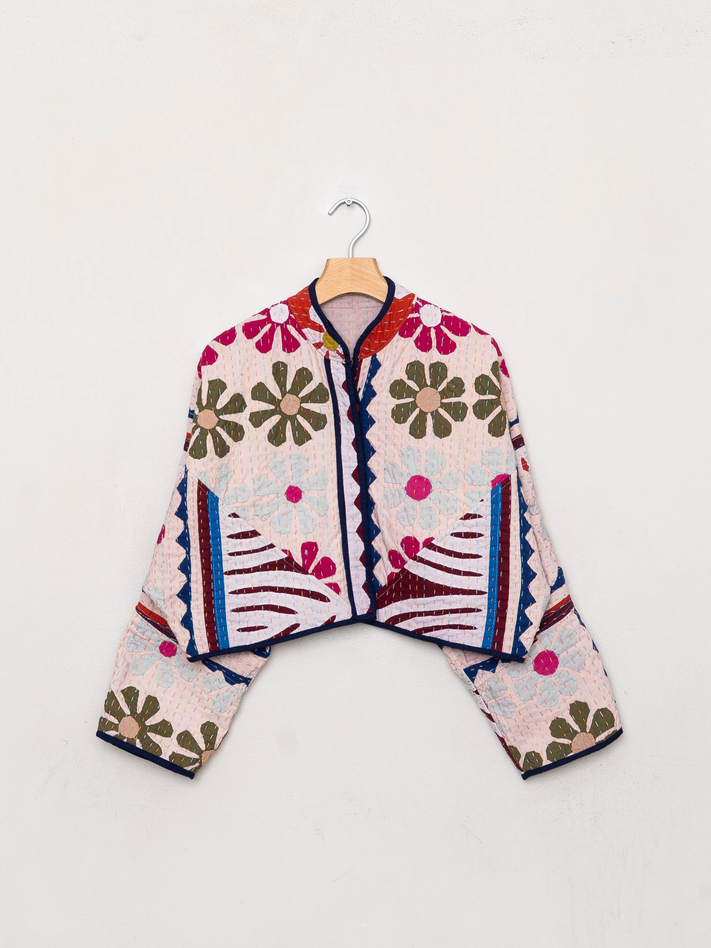 The Kaira Cropped Suzani Cut Out Kantha Jacket
