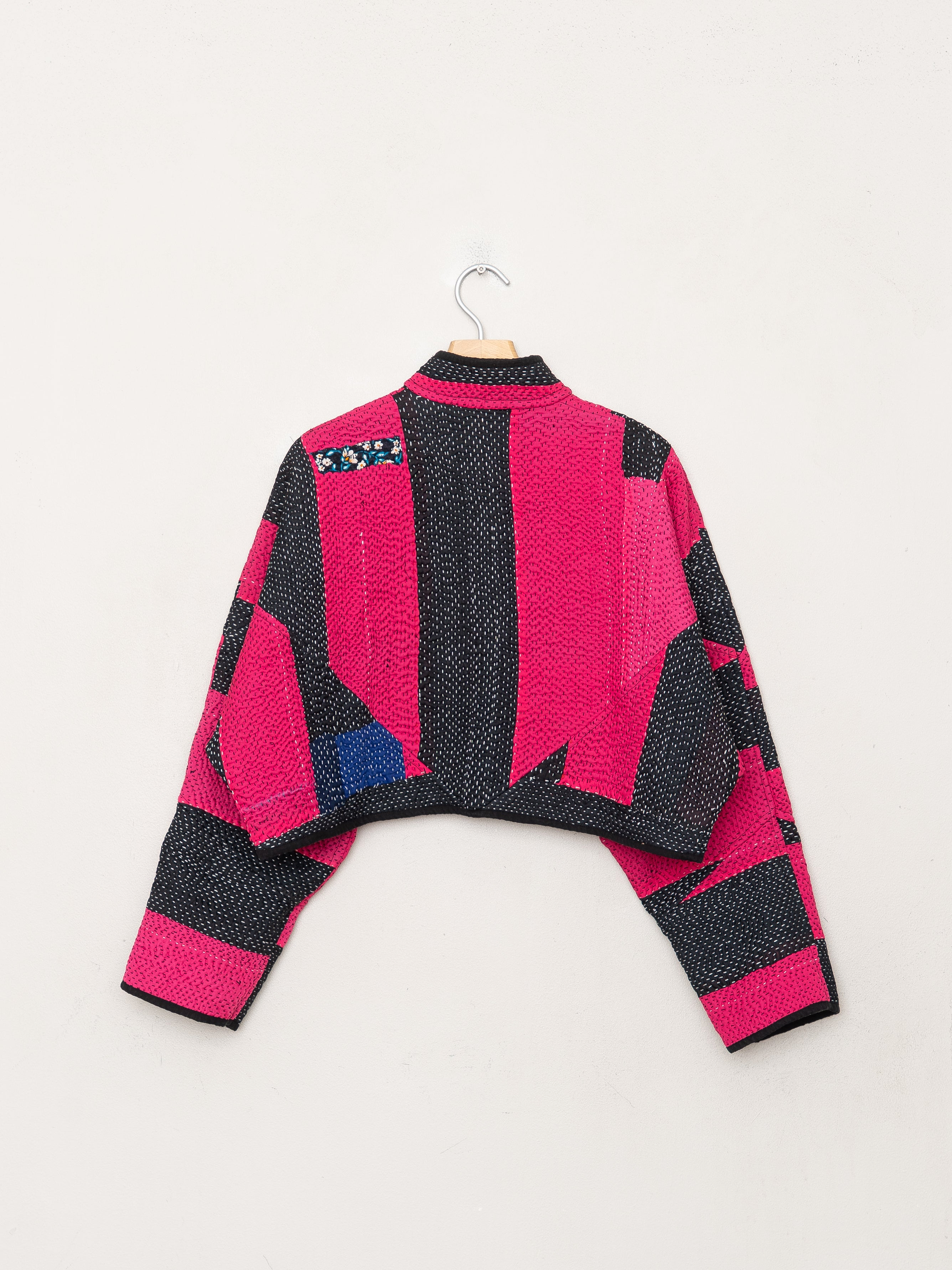 The Kaira Cropped Quilted Patchwork Kantha Jacket