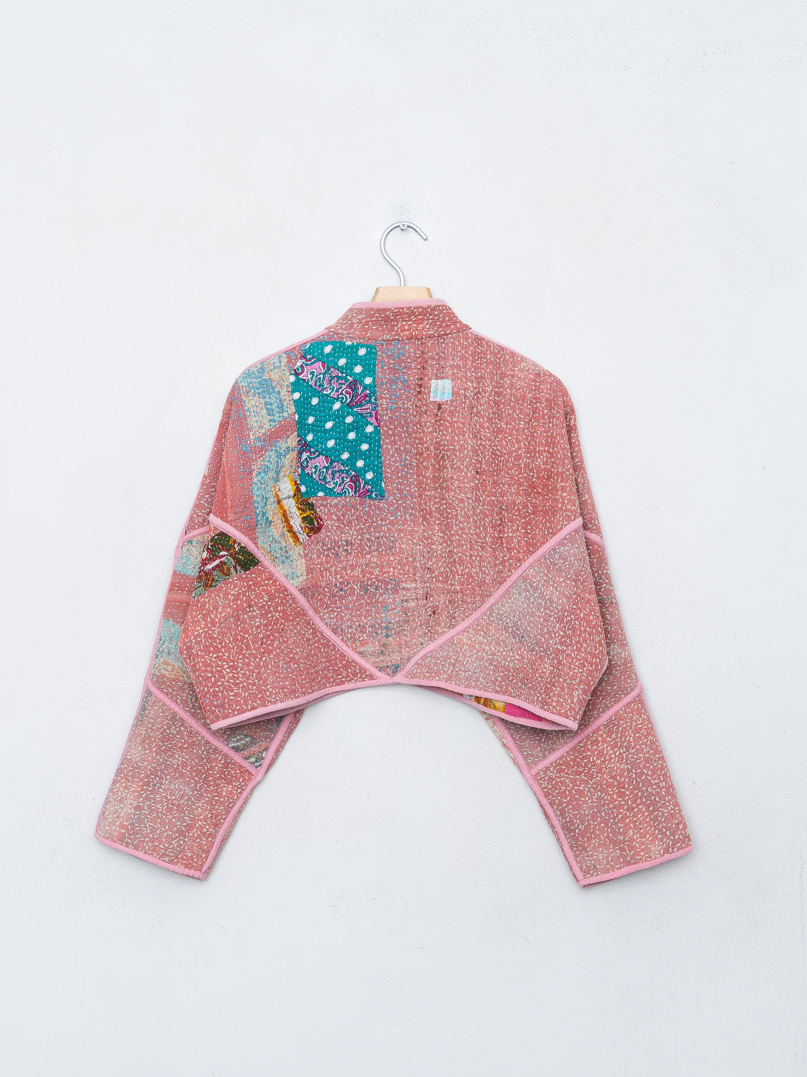 The Kaira Cropped Quilted Patchwork Kantha Jacket