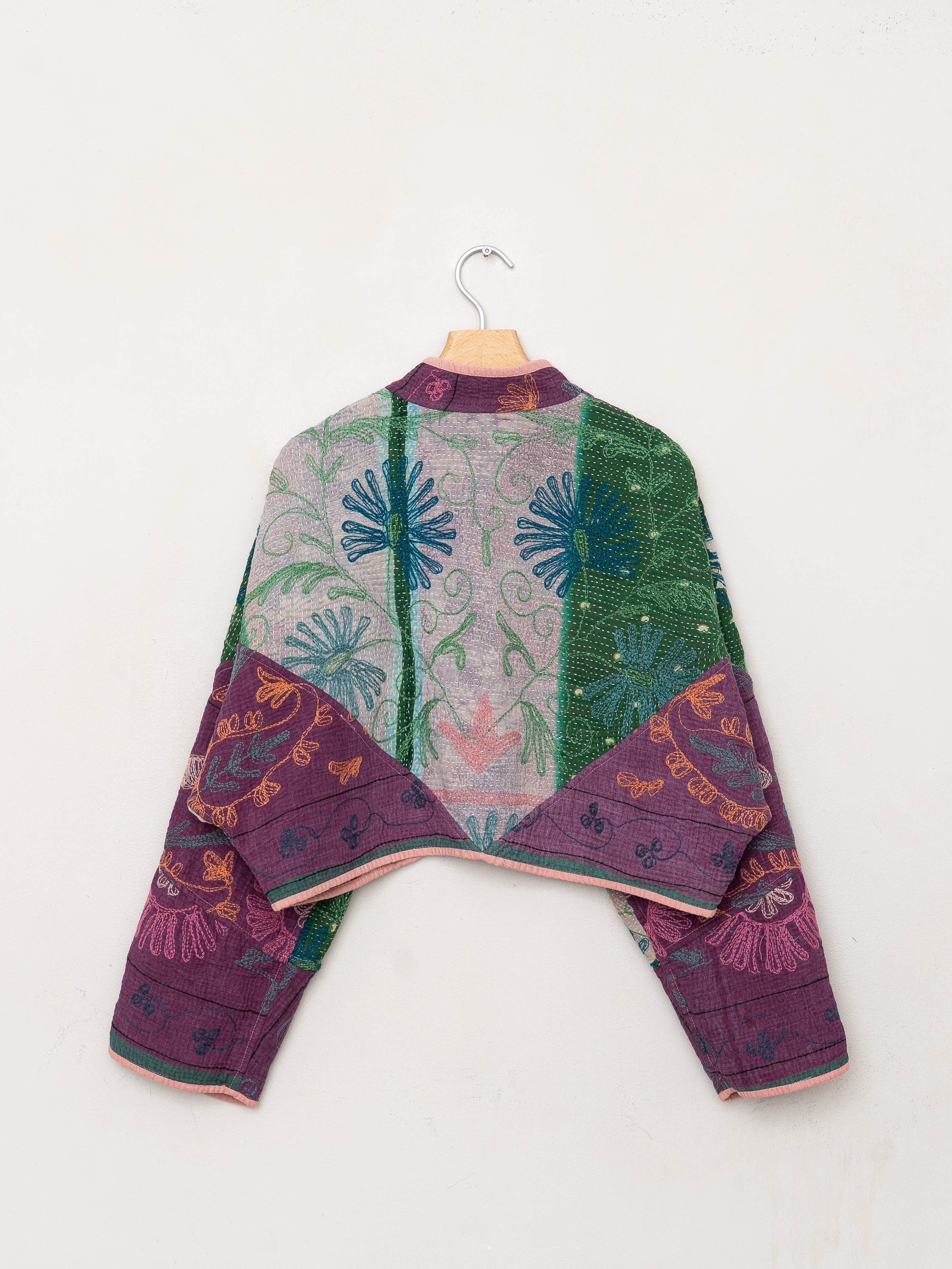 The Kaira Cropped Suzani Quilted Kantha Jacket