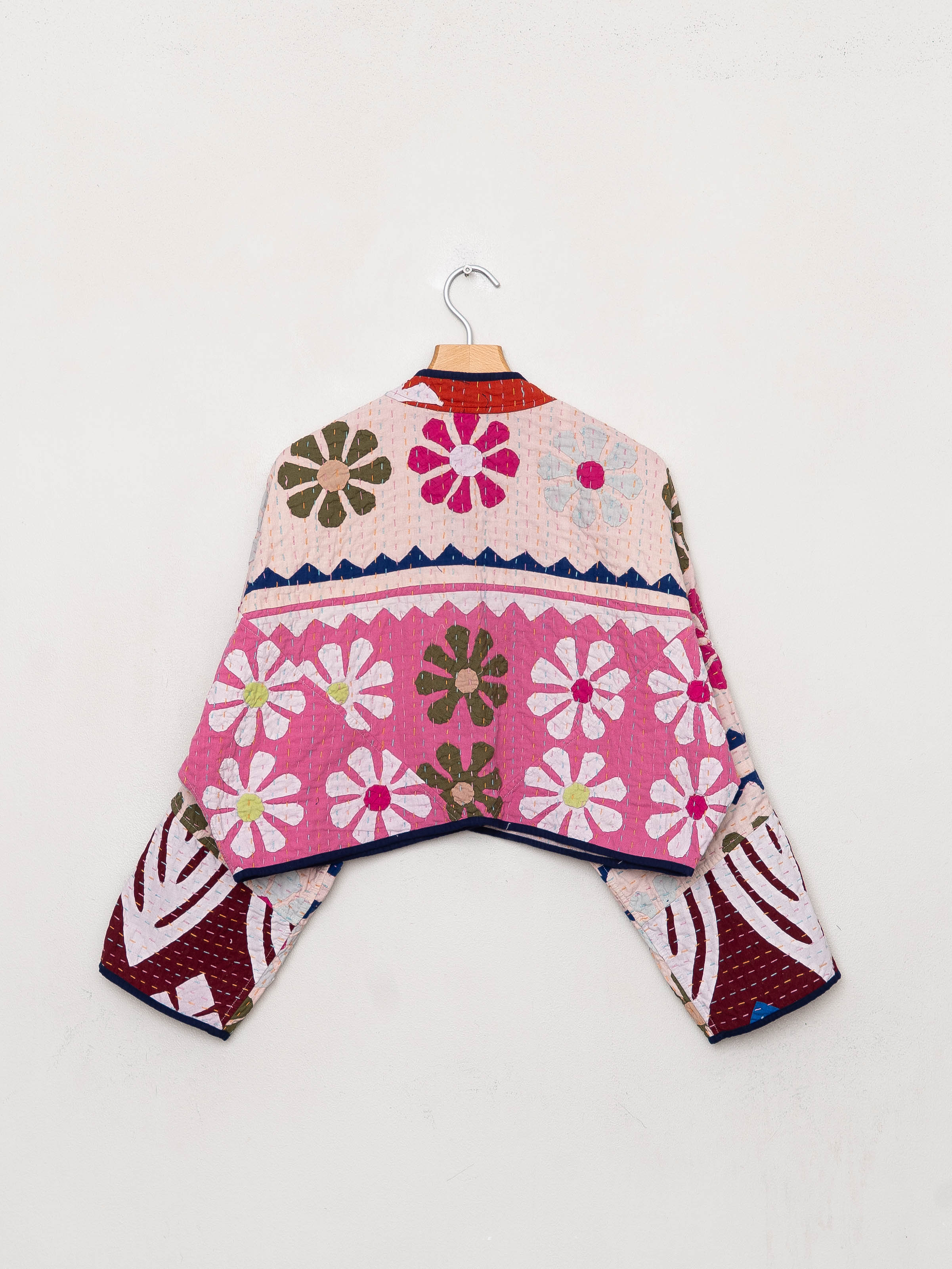 The Kaira Cropped Suzani Cut Out Kantha Jacket