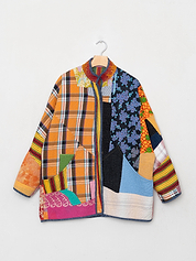 The Narmada Quilted Patchwork Kantha Jacket