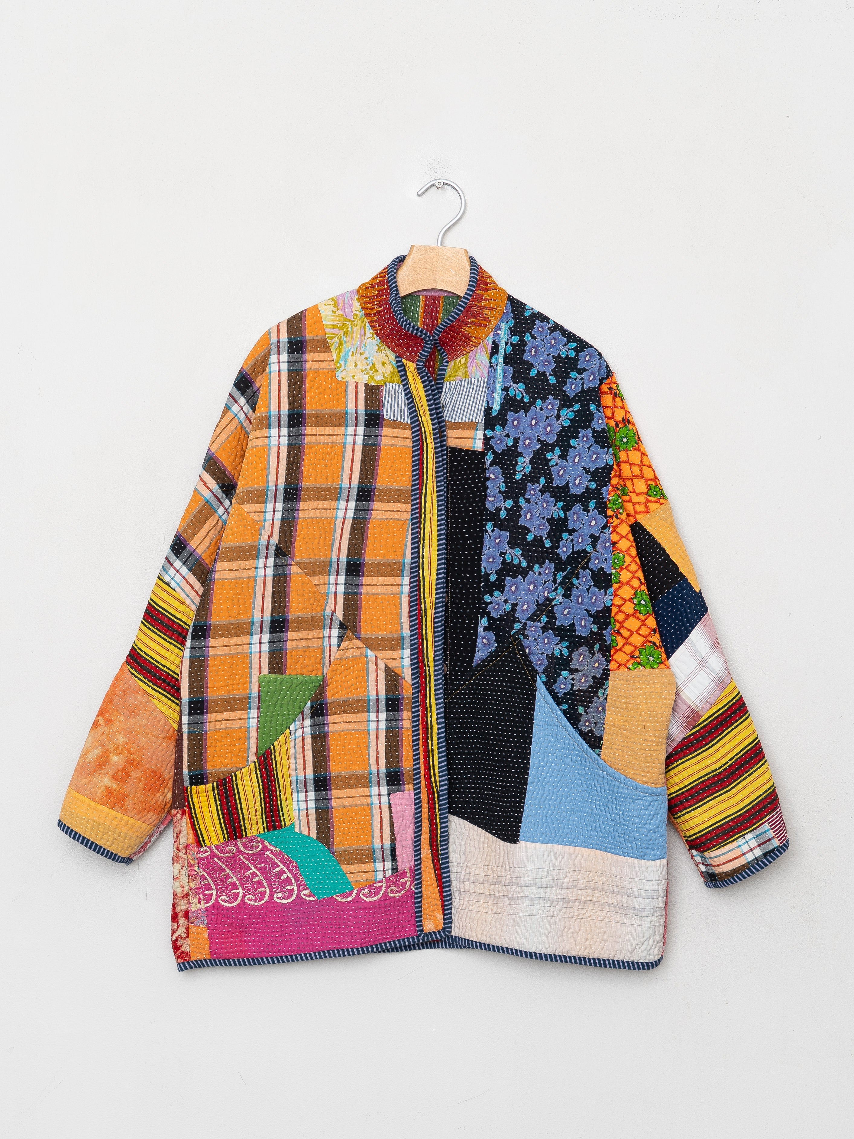 The Narmada Quilted Patchwork Kantha Jacket