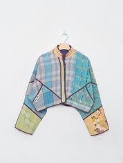 The Kaira Cropped Quilted Patchwork Kantha Jacket