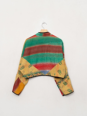 The Kaira Cropped Quilted Patchwork Kantha Jacket
