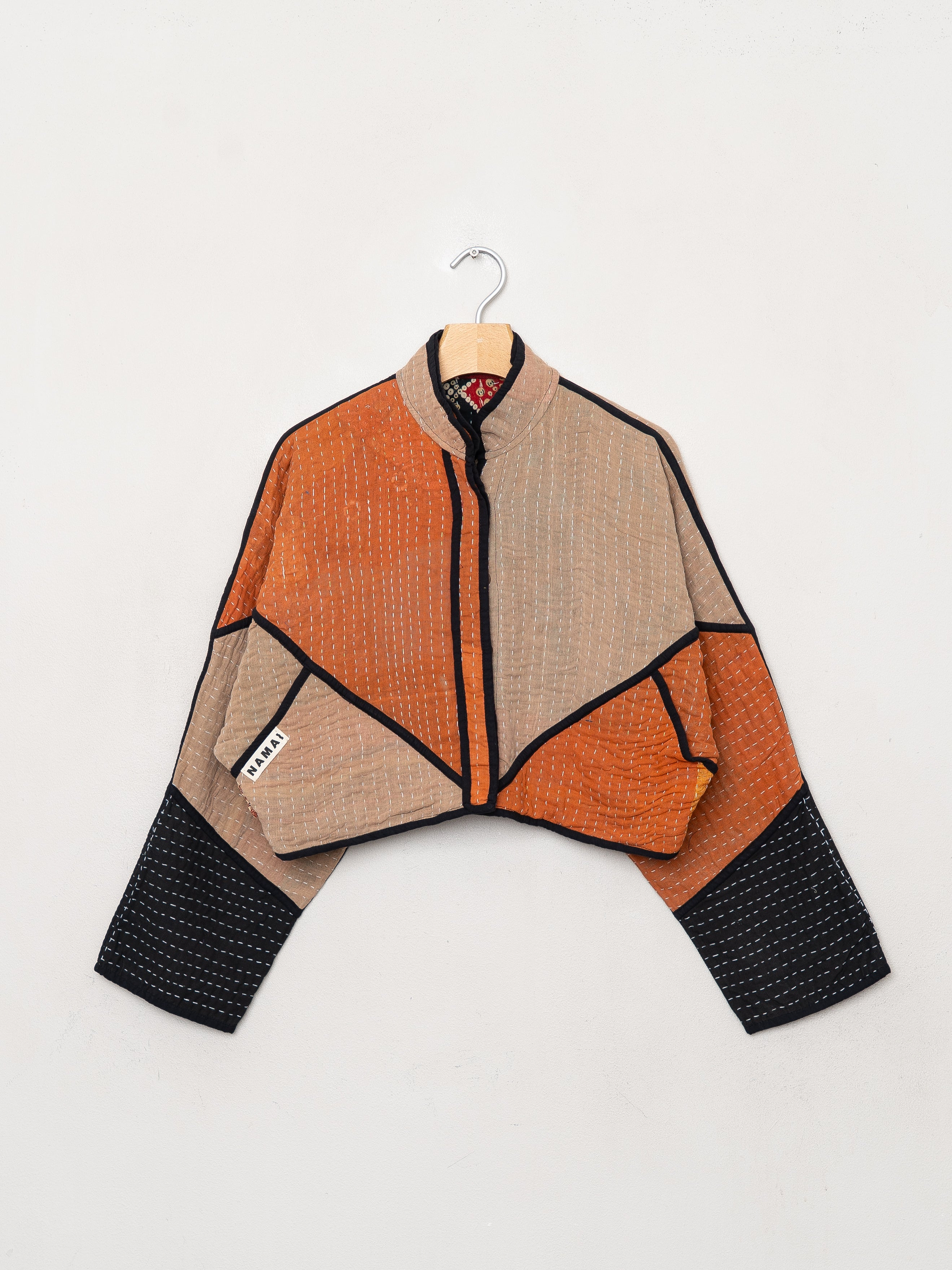The Kaira Cropped Quilted Patchwork Kantha Jacket