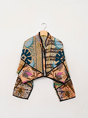 The Kaira Cropped Suzani Quilted Kantha Jacket