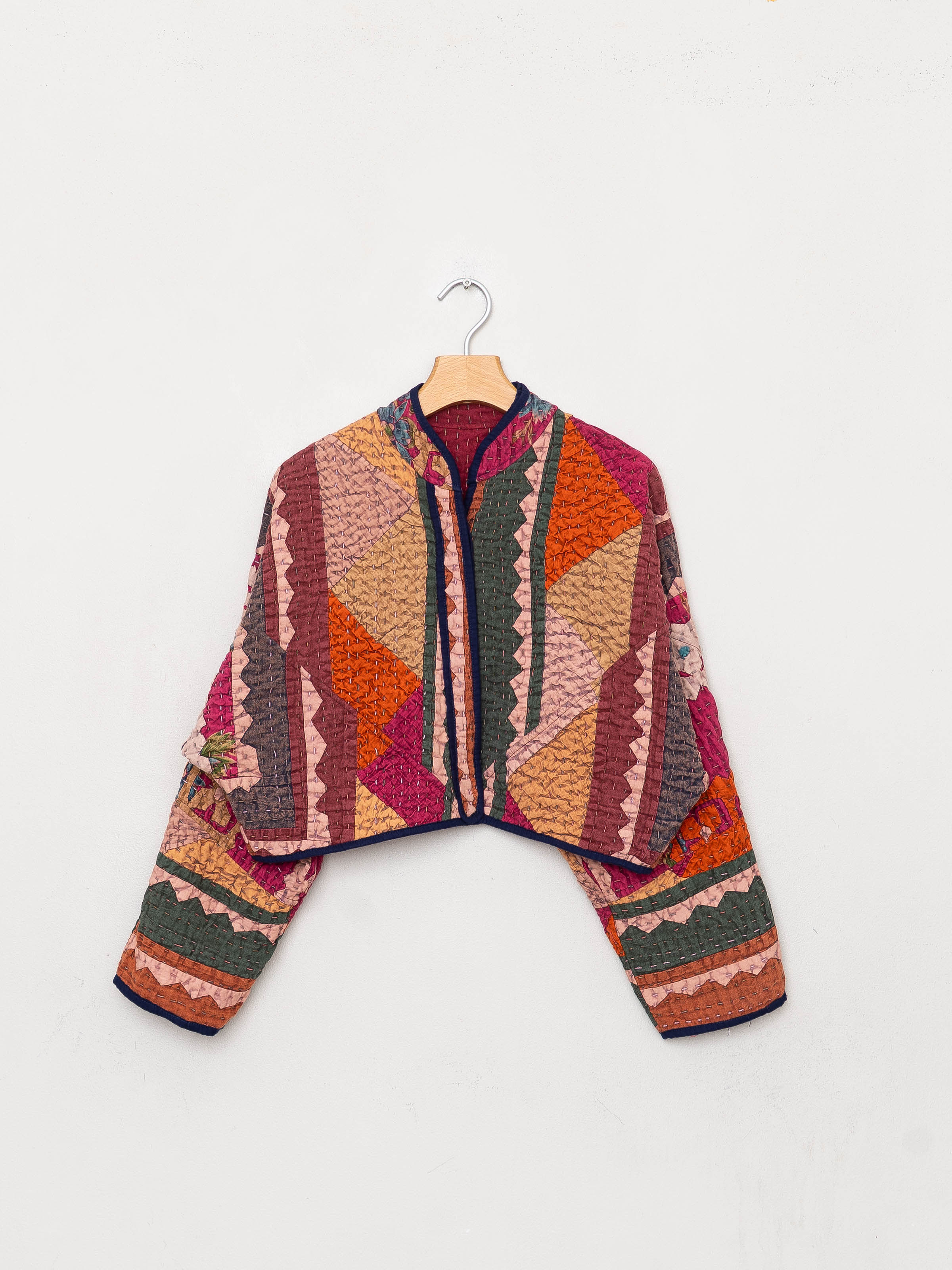 The Kaira Cropped Suzani Cut Out Kantha Jacket