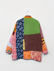 The Narmada Quilted Patchwork Kantha Jacket