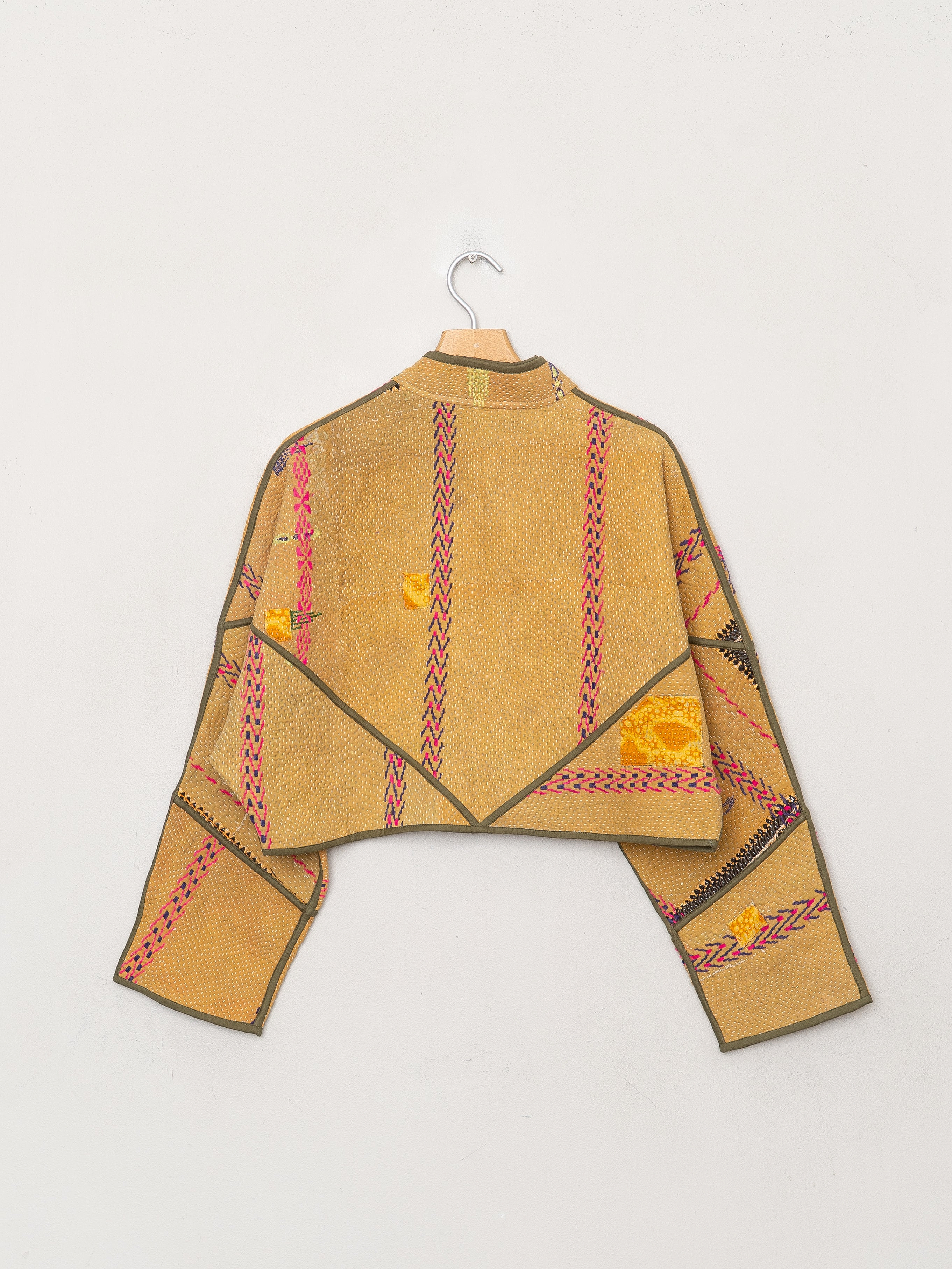 The Kaira Cropped Quilted Patchwork Kantha Jacket