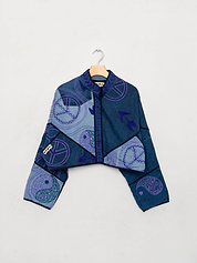 The Kaira Cropped Denim Suzani Jacket - Medium