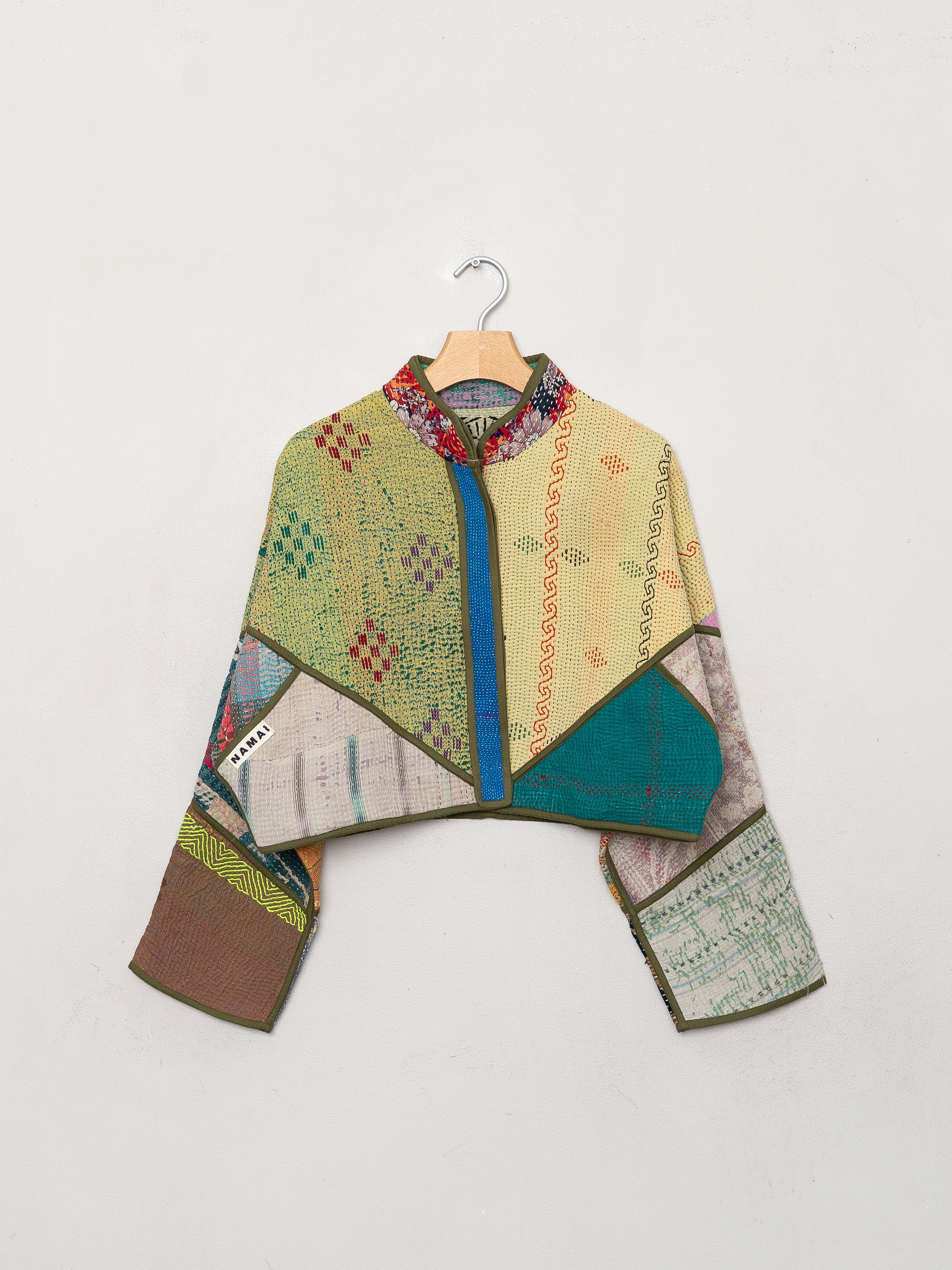 The Kaira Cropped Quilted Patchwork Kantha Jacket