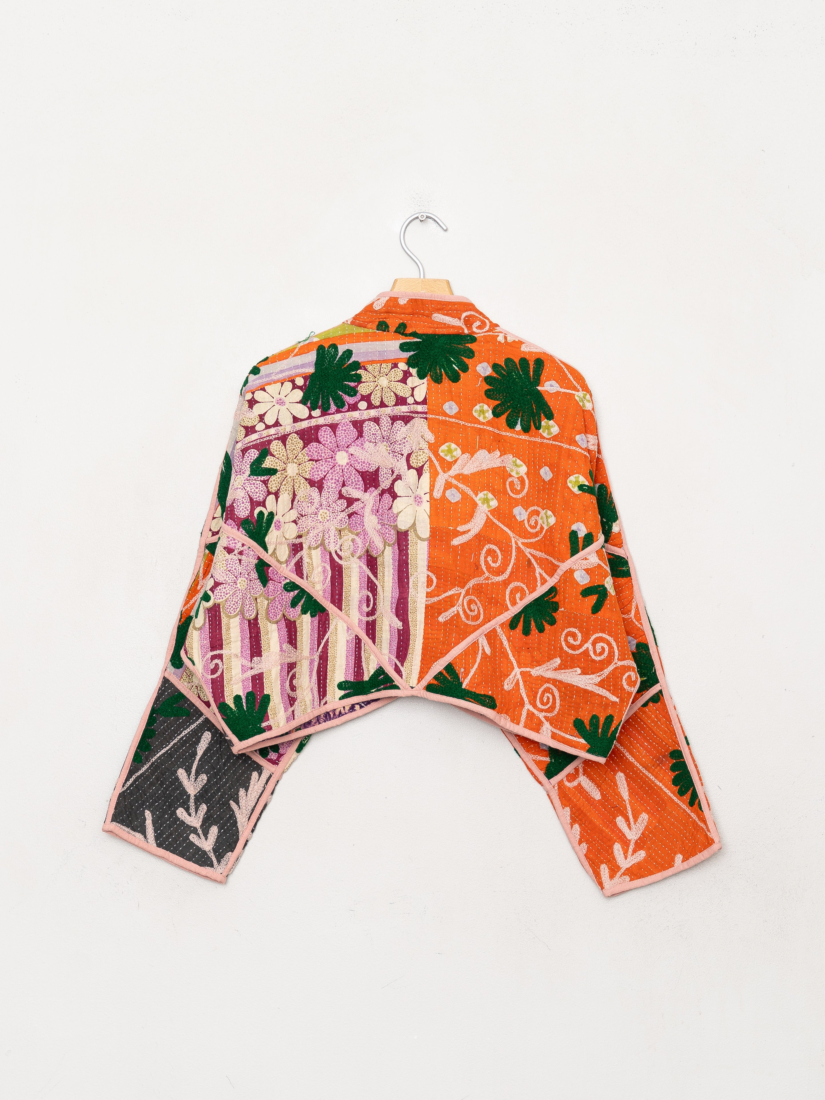 The Kaira Cropped Suzani Quilted Kantha Jacket