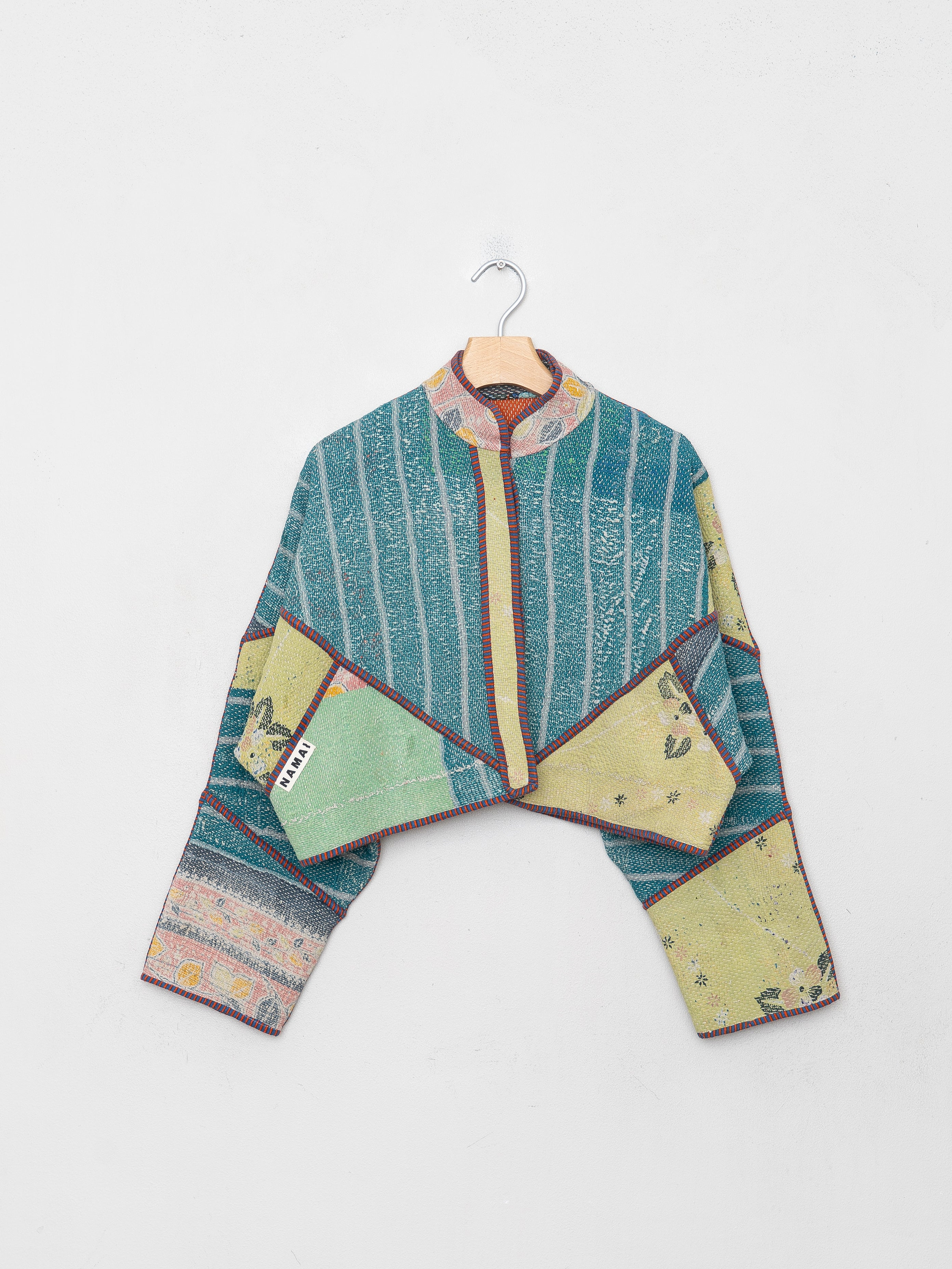 The Kaira Cropped Quilted Patchwork Kantha Jacket