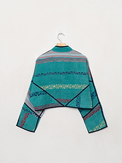 The Kaira Cropped Quilted Patchwork Kantha Jacket