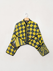 The Kaira Cropped Quilted Patchwork Kantha Jacket