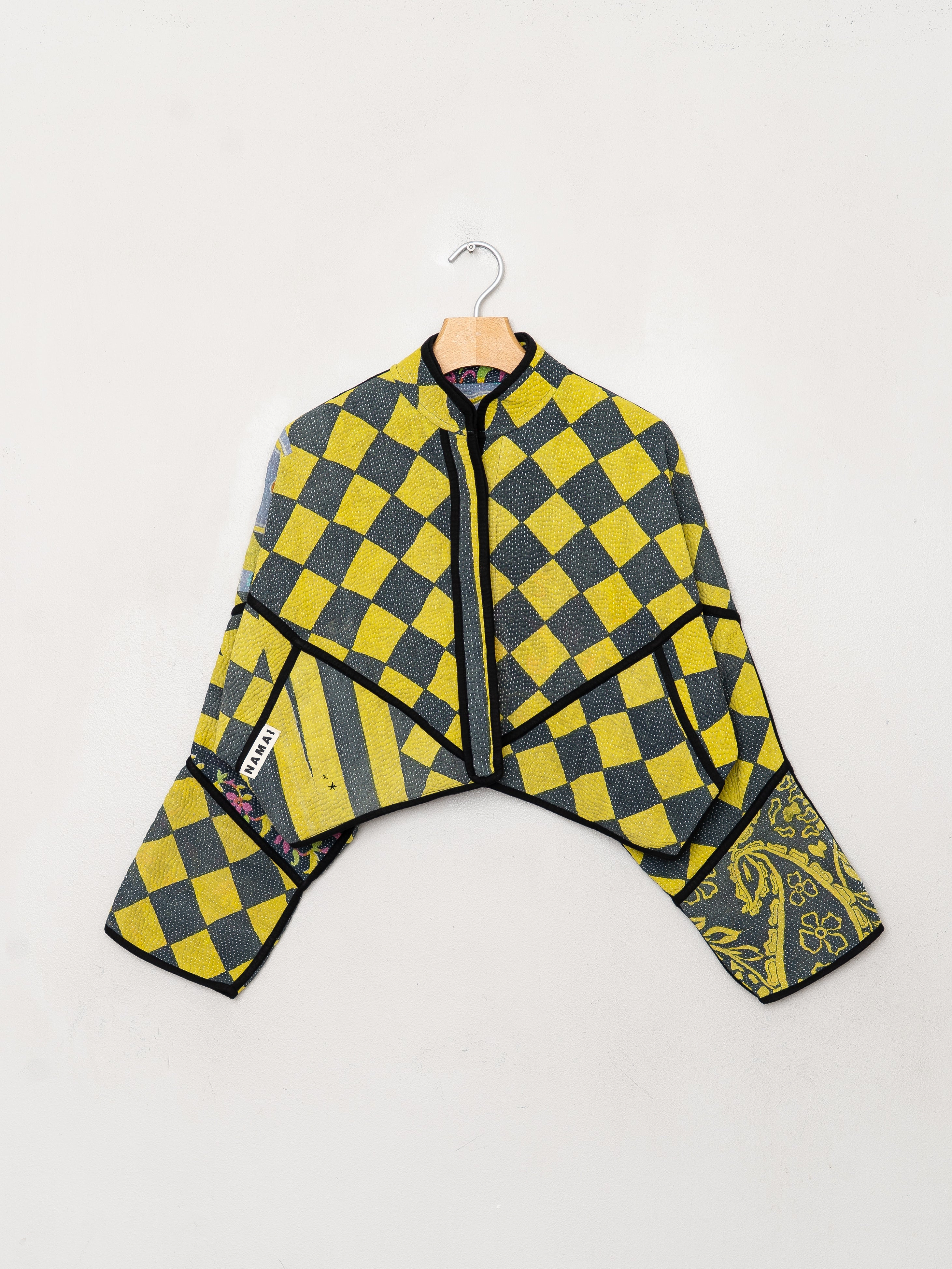 The Kaira Cropped Quilted Patchwork Kantha Jacket