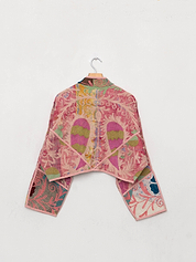 The Kaira Cropped Suzani Quilted Kantha Jacket