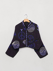 The Kaira Cropped Suzani Quilted Kantha Jacket