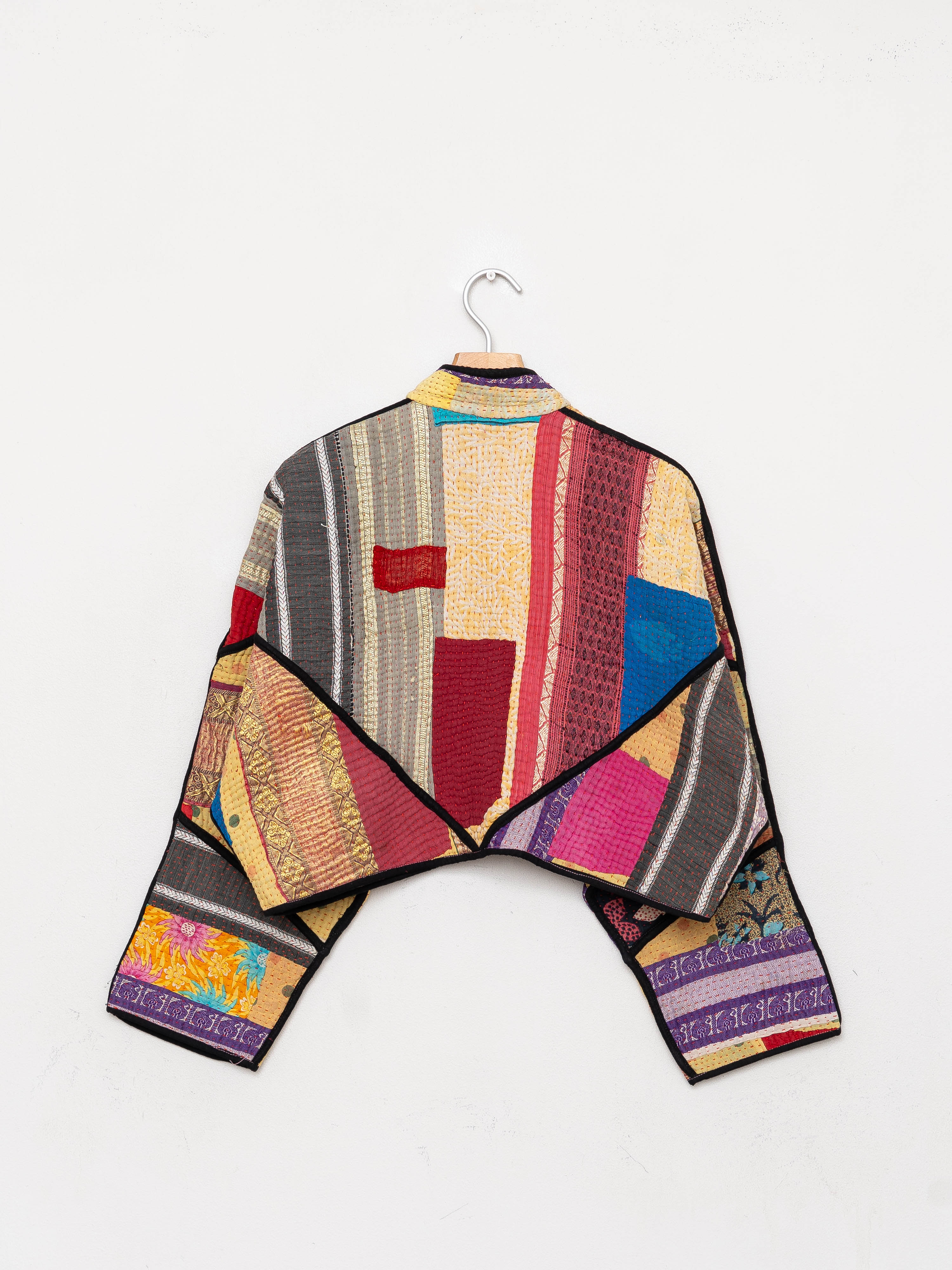 The Kaira Cropped Quilted Patchwork Kantha Jacket