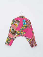 The Kaira Cropped Quilted Patchwork Kantha Jacket